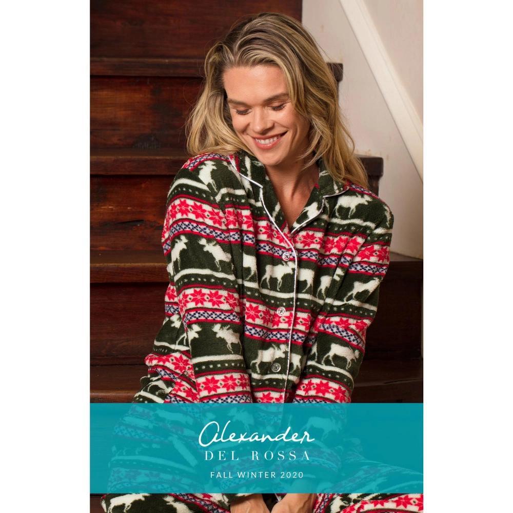 ADR Fleece Women's Pajamas Pants & Long Sleeve Button Down Pajama Cozy Winter PJ Set Product Image