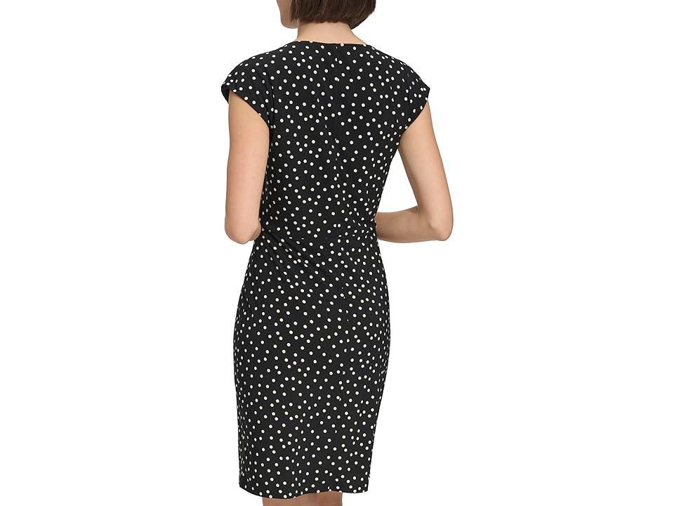 Tommy Hilfiger Polka Dot Twist Sheath Ivory) Women's Dress Product Image