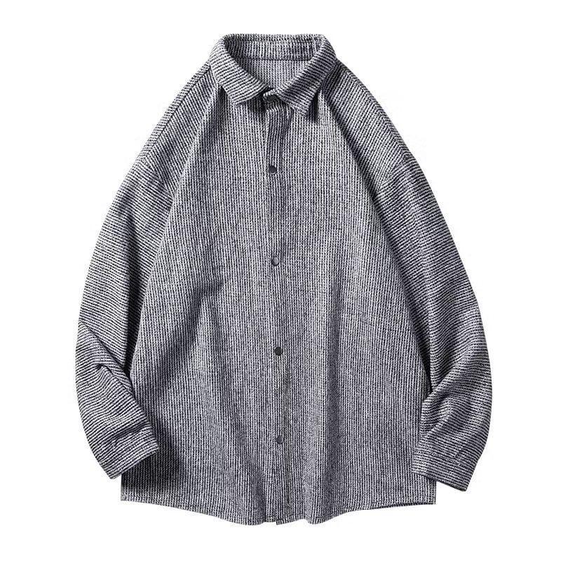 Striped Button-Up Shirt Jacket Product Image