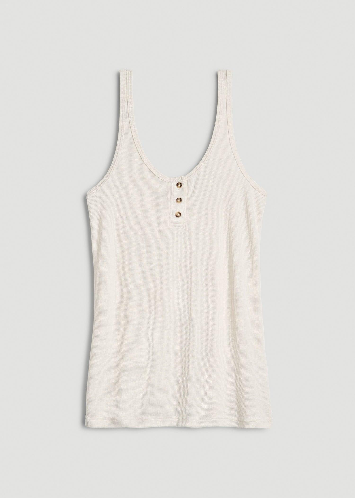 Waffle Tank Top for Tall Women in White Alyssum Product Image