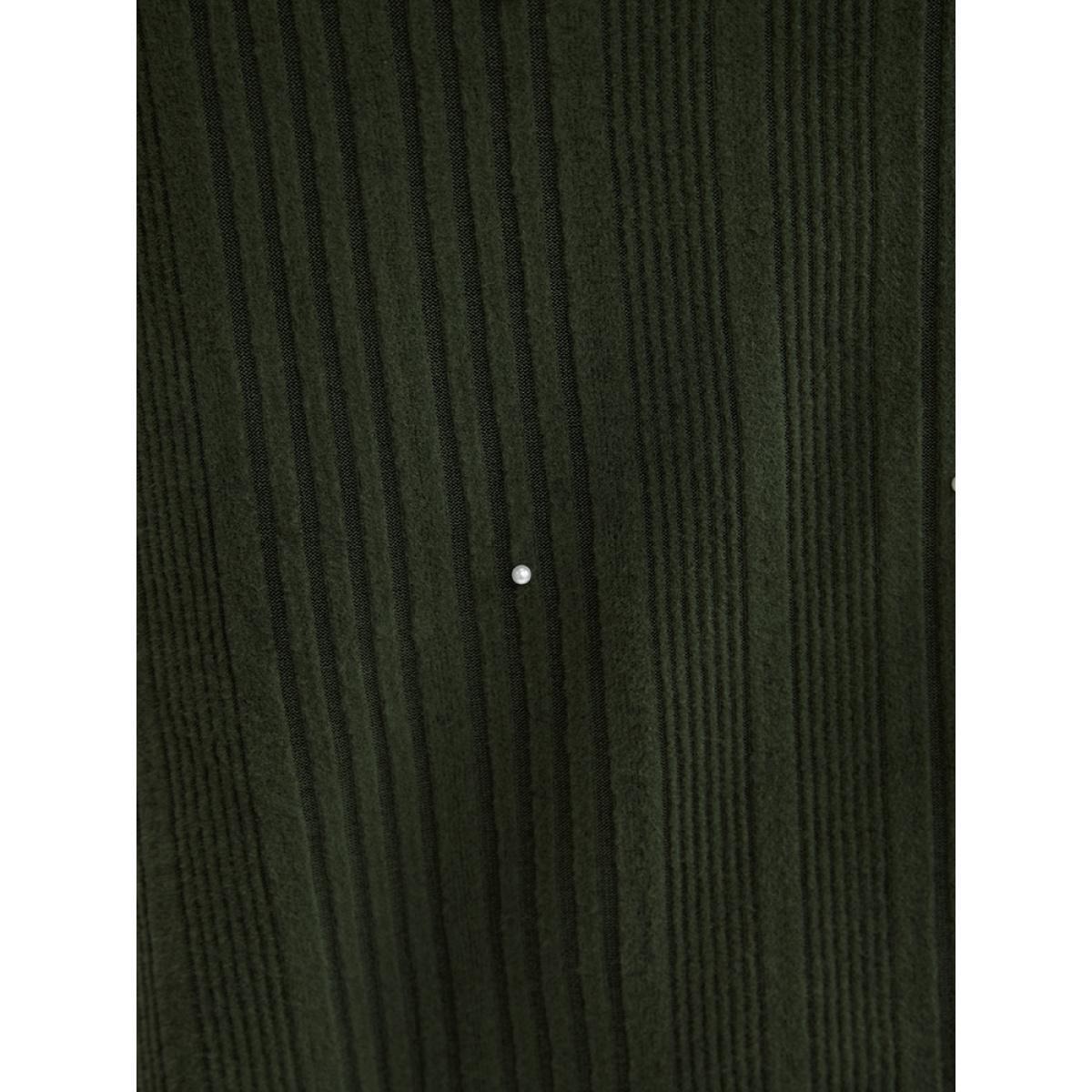 Plus Size Solid Round Neck Pearls Beaded Rib Knit Sweatshirt Women DarkGreen Casual Beaded Round Neck Dailywear Sweatshirts BloomChic 22-24/3X Product Image