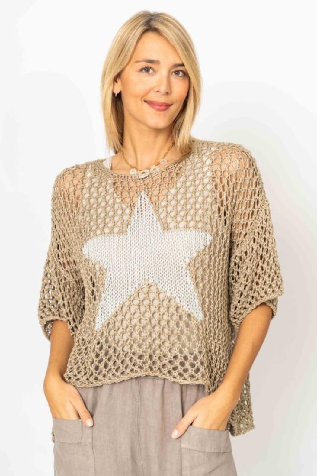 Crochet Sweater w/ Gold Star Product Image