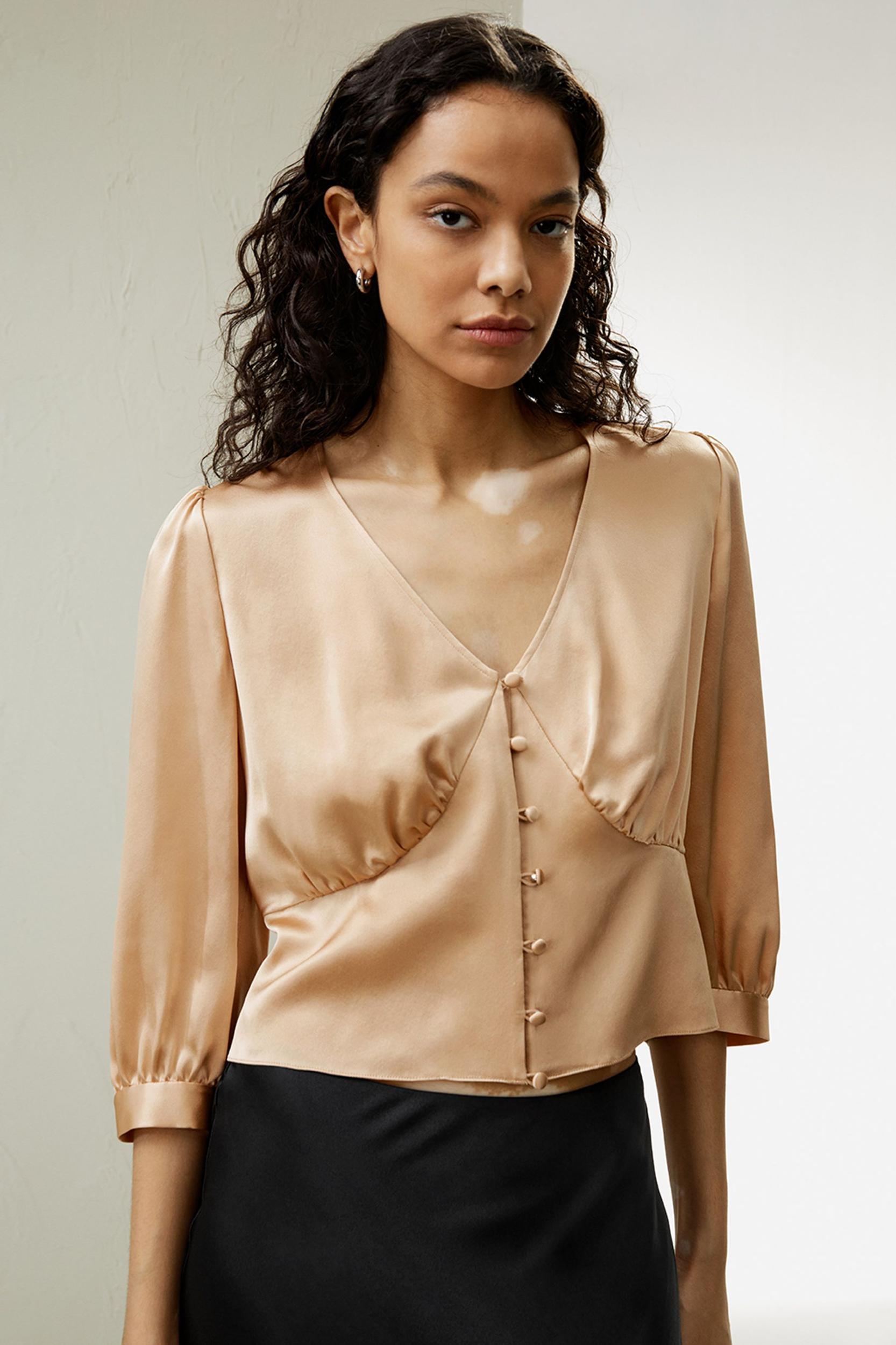 Fitted Retro Corset Silk Top Product Image