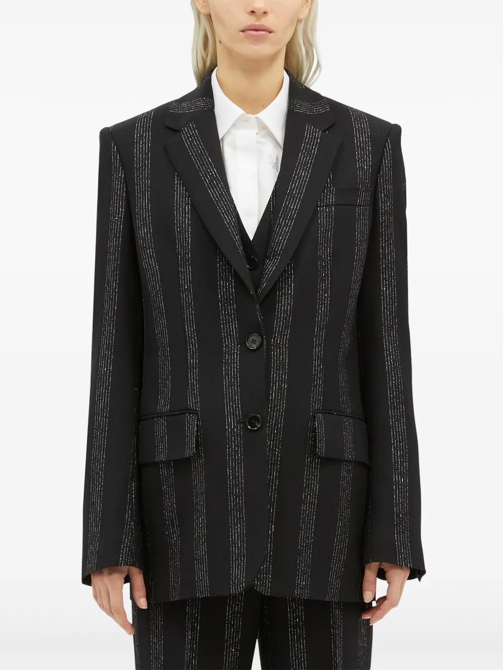MSGM Striped Single-breasted Blazer In Nero Product Image