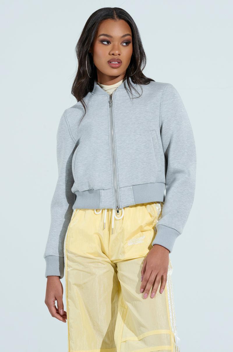LYNX LAYERED BOMBER JACKET IN HEATHER GREY Product Image
