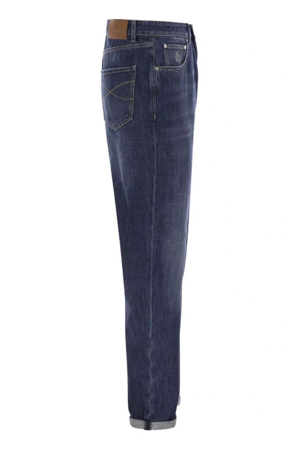 BRUNELLO CUCINELLI Five-pocket Leisure Fit Trousers In Lightweight Denim In Navy Product Image