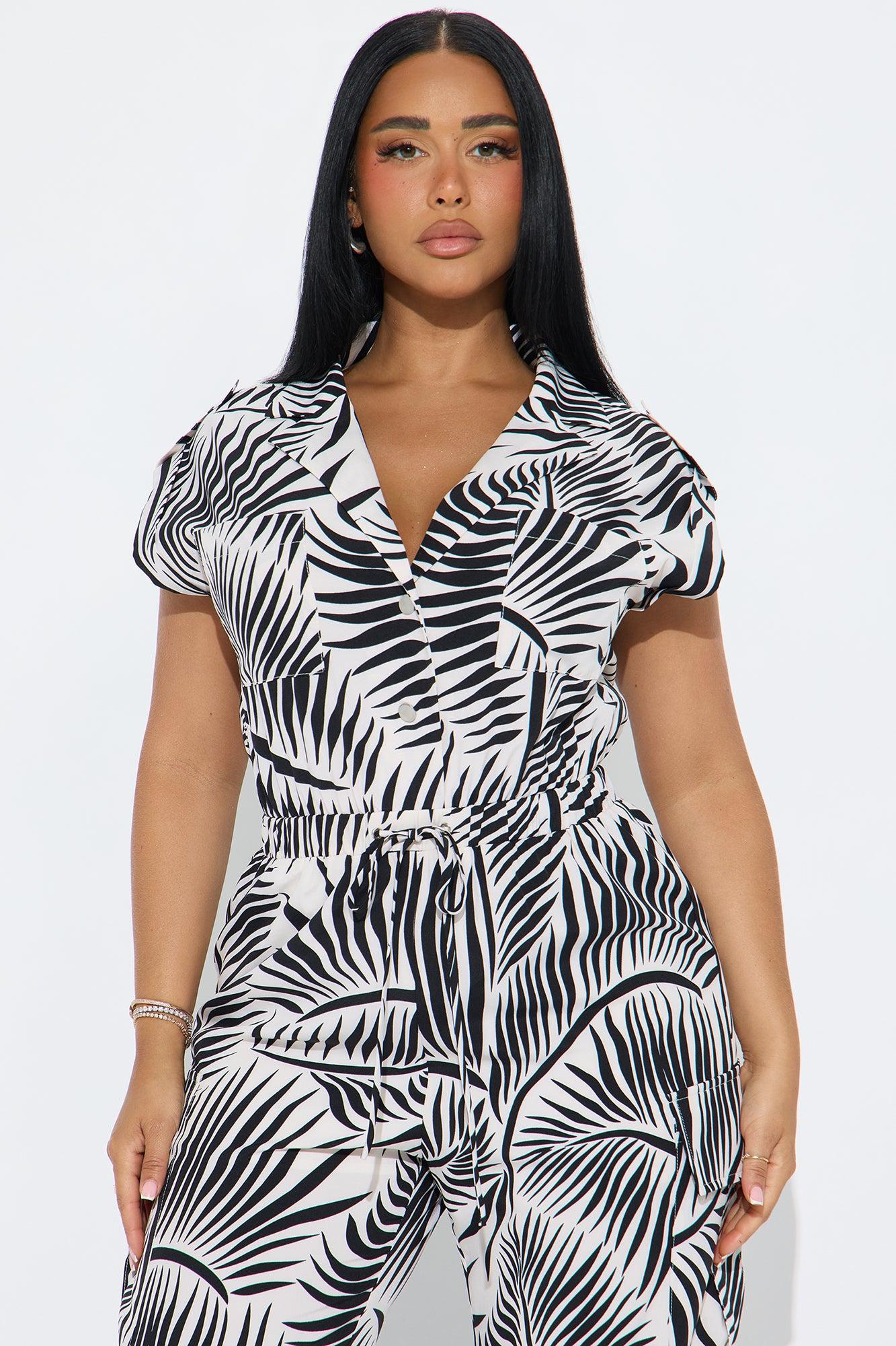 Rosalia Tropical Jumpsuit - Black/White Product Image