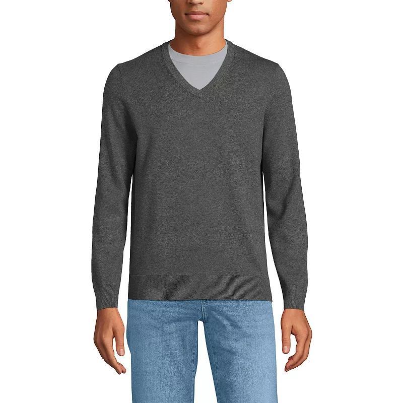 Men's Lands' End Fine Gauge Cotton V-Neck Sweater, Size: Small, Radiant Blue Product Image