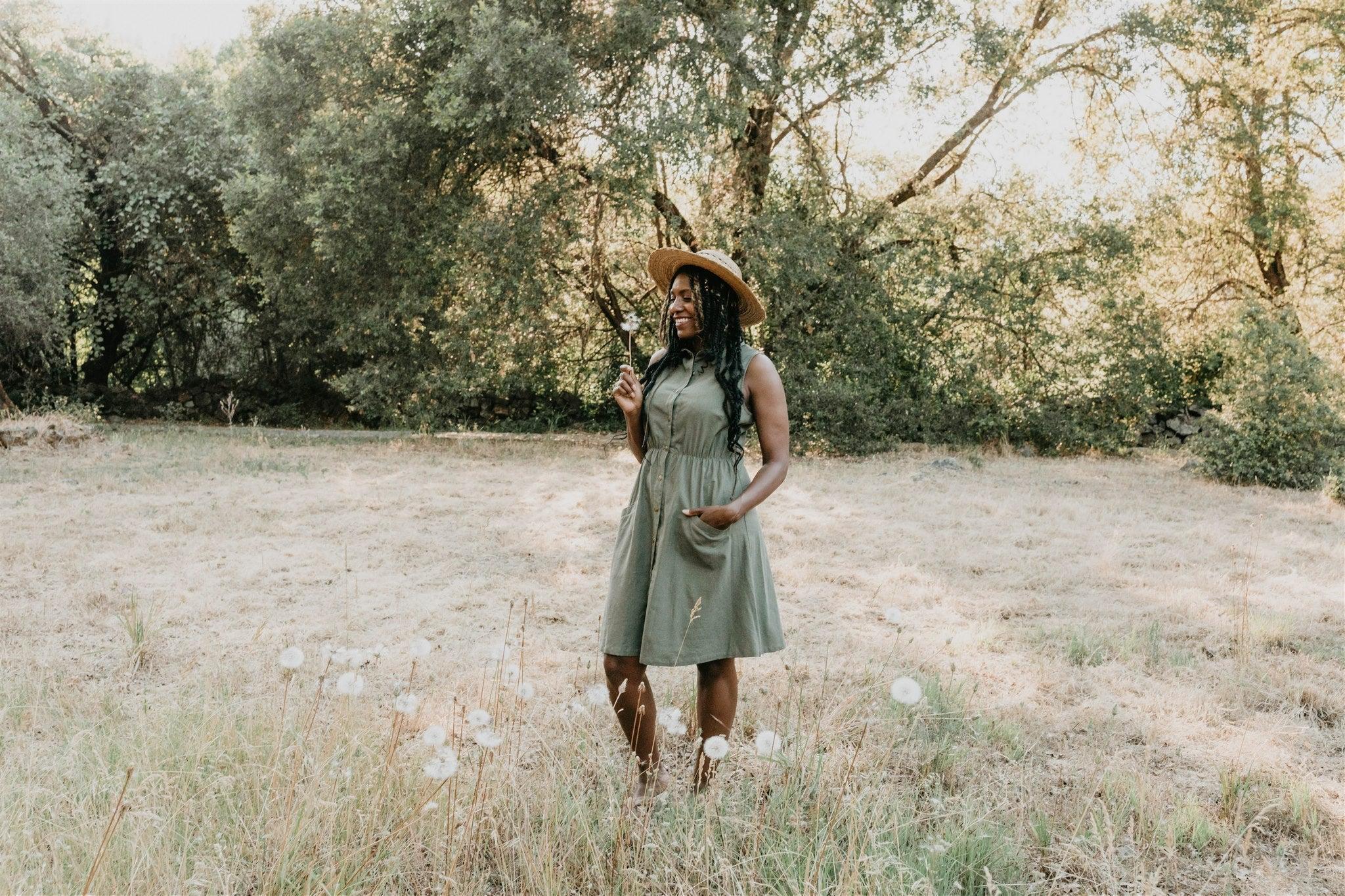 Mona Dress in Olive Linen Product Image