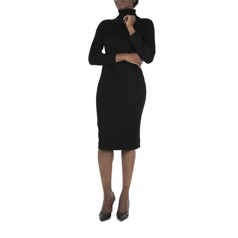 Women's Nina Leonard Midi Sheath Sweater Dress, Size: Medium, Black Product Image