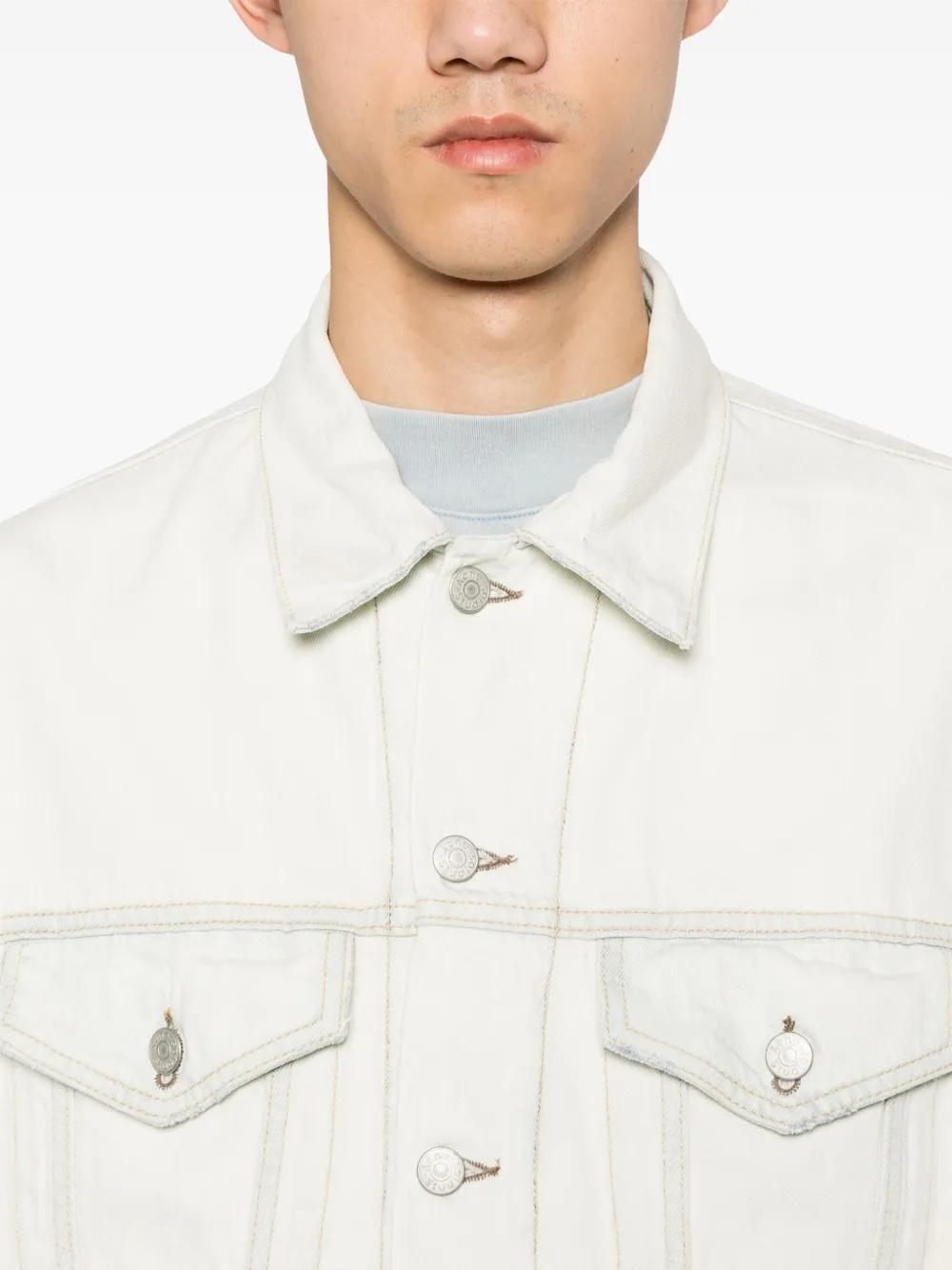 distressed panelled denim jacket Product Image