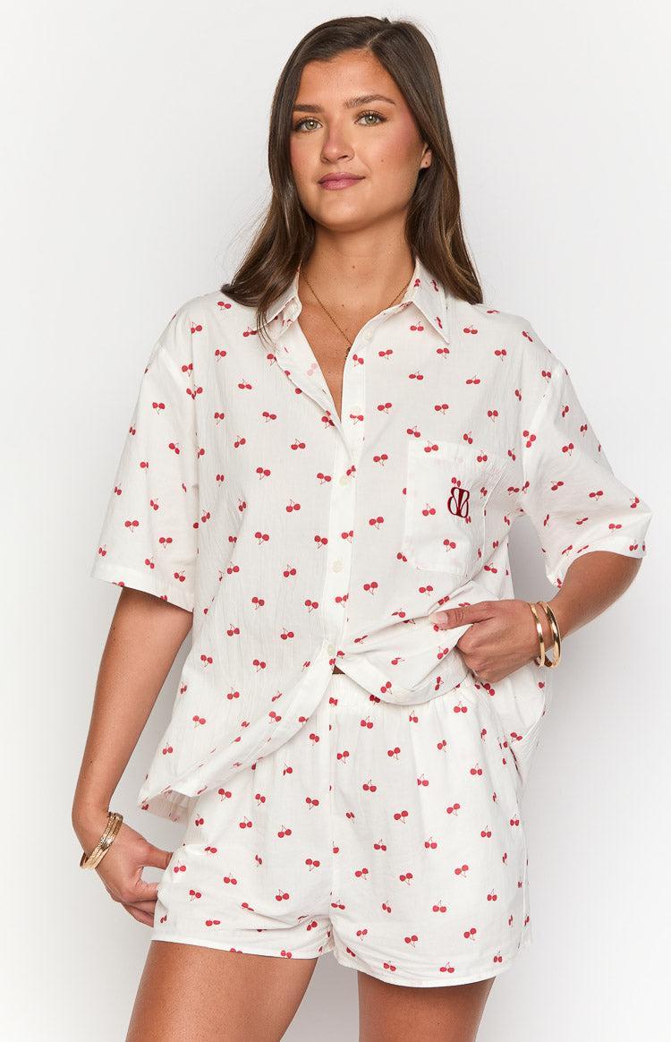 Alexea Cherry Print Pajama Shorts Product Image