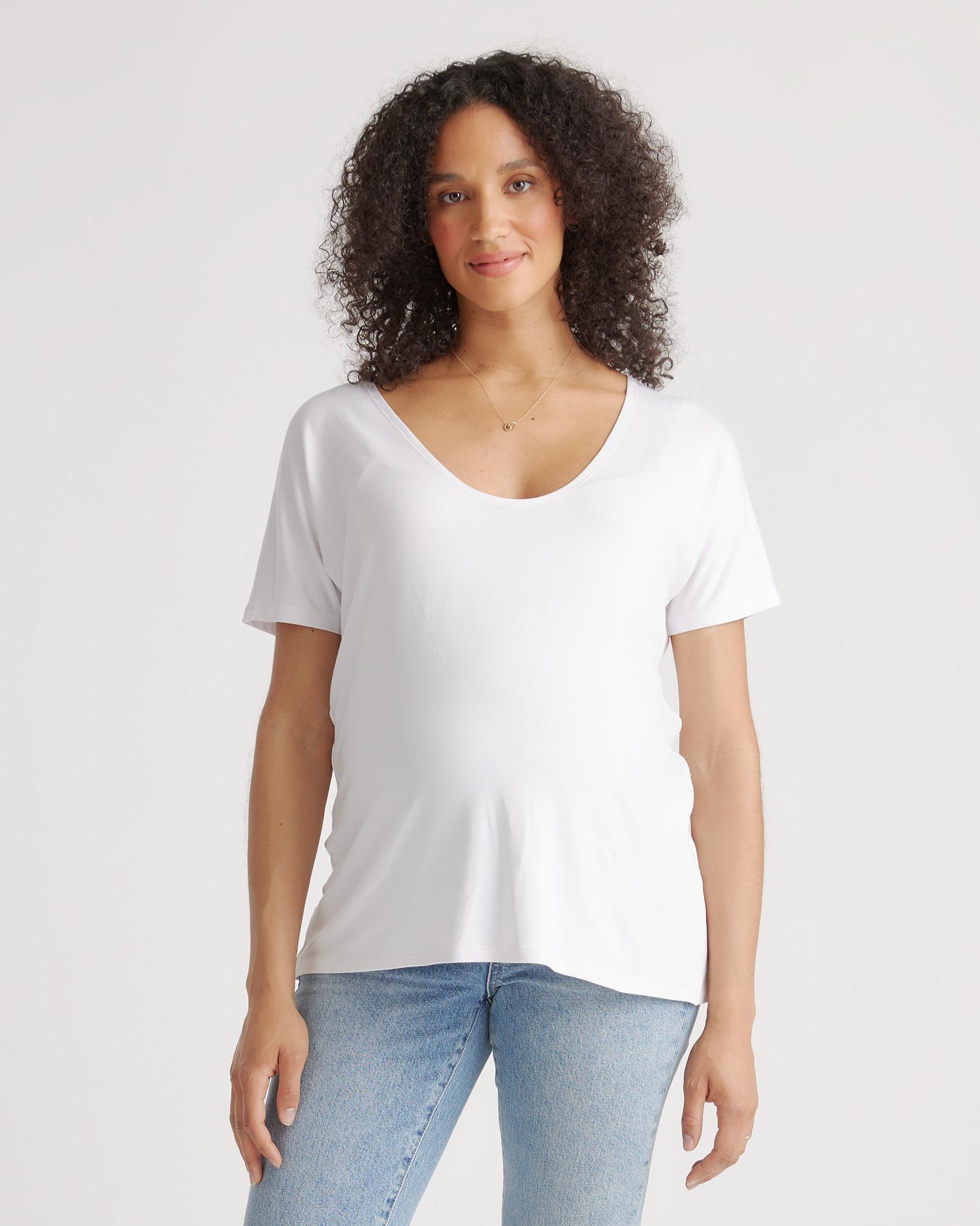 Quince | Women's Bamboo Jersey Maternity V-Neck T-Shirt Product Image