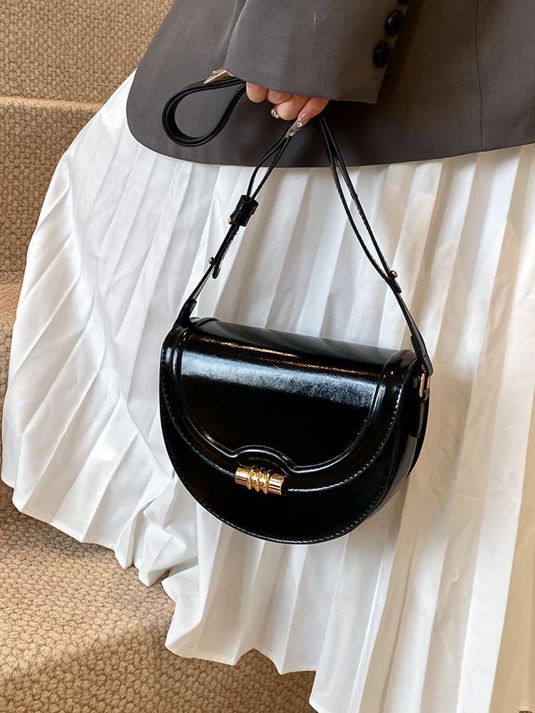 Faux Leather Saddle Crossbody Bag Product Image