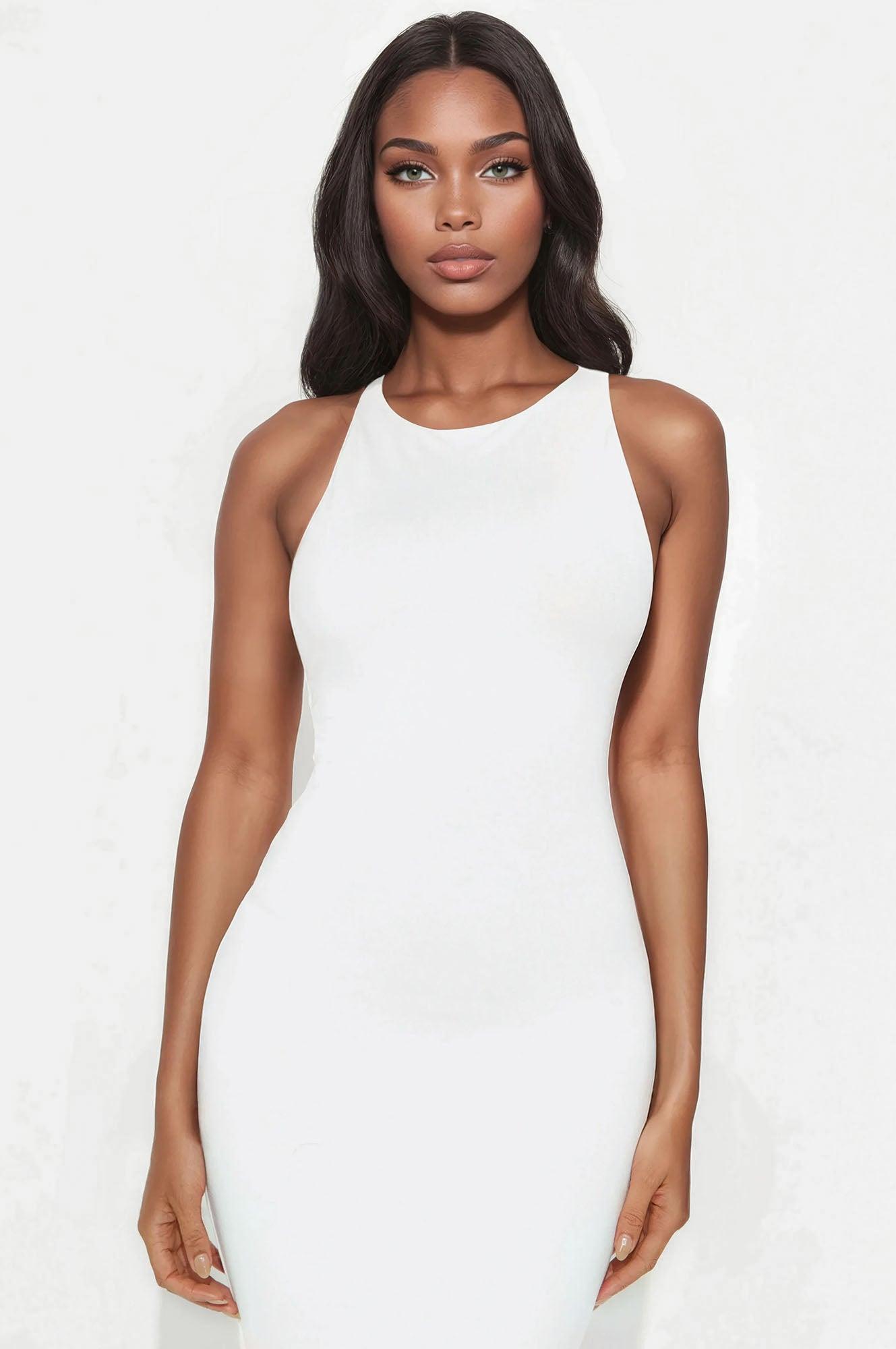 Melodie Double Lined Cut Out Maxi Dress - White Product Image