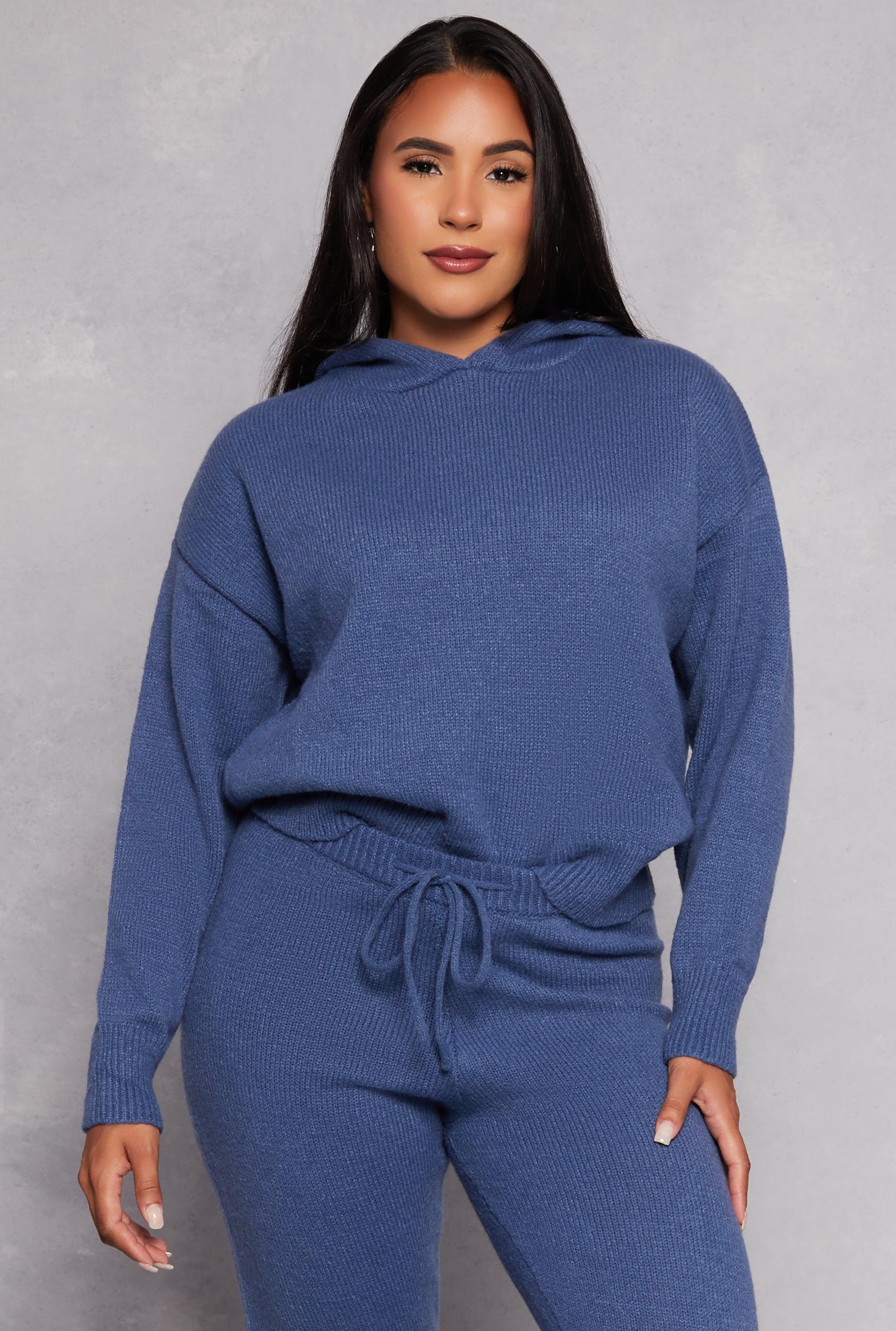 Womens Brushed Knit Pullover Hoodie Product Image