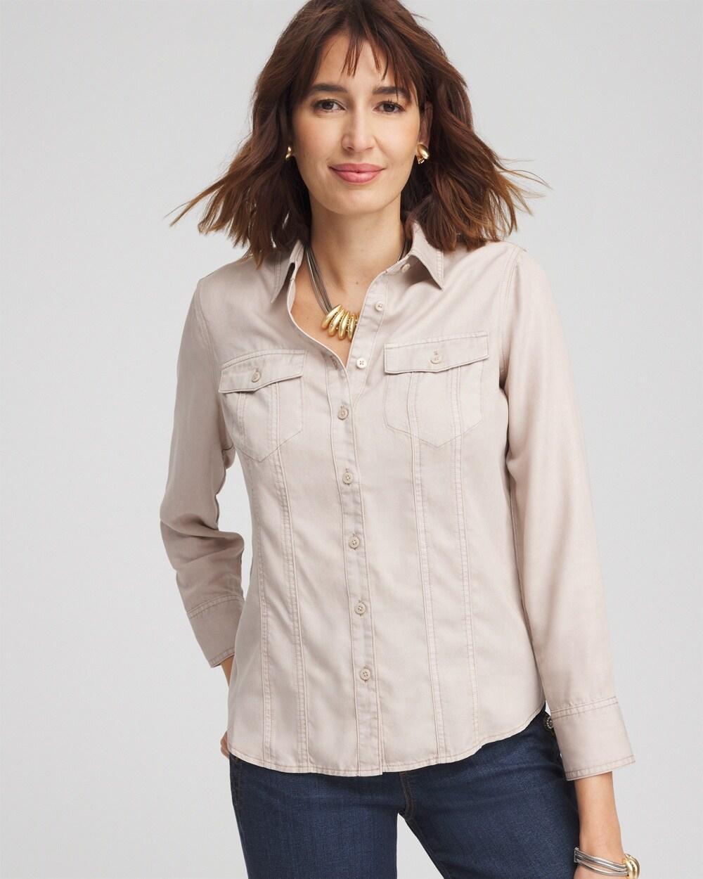 Split Cuff Denim Pocket Shirt Product Image