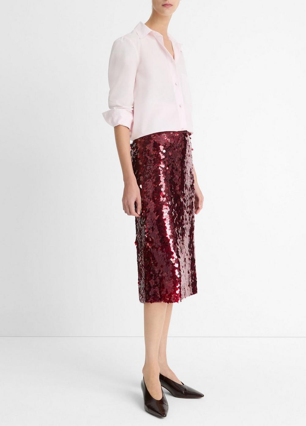 Womens Paillette Bias Skirt, Ruby Ink, Size 0 Vince Product Image