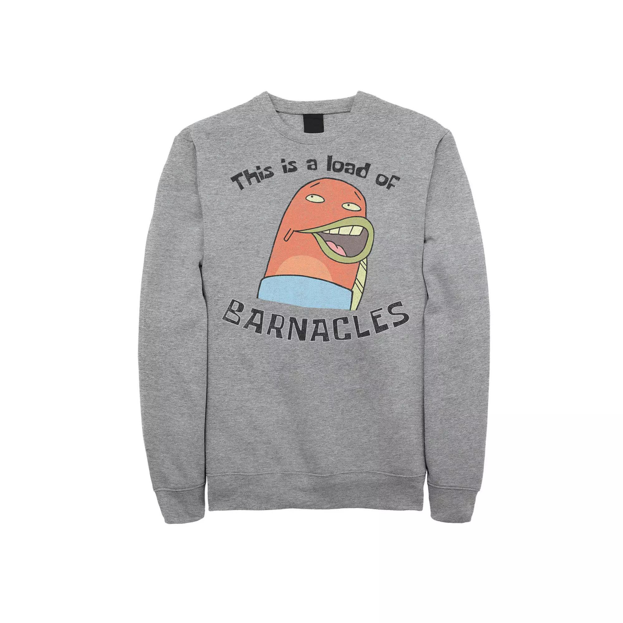 Men's SpongeBob This Is A Load Of Barnacles Quote Sweatshirt, Size: Small, Athletic Grey Product Image