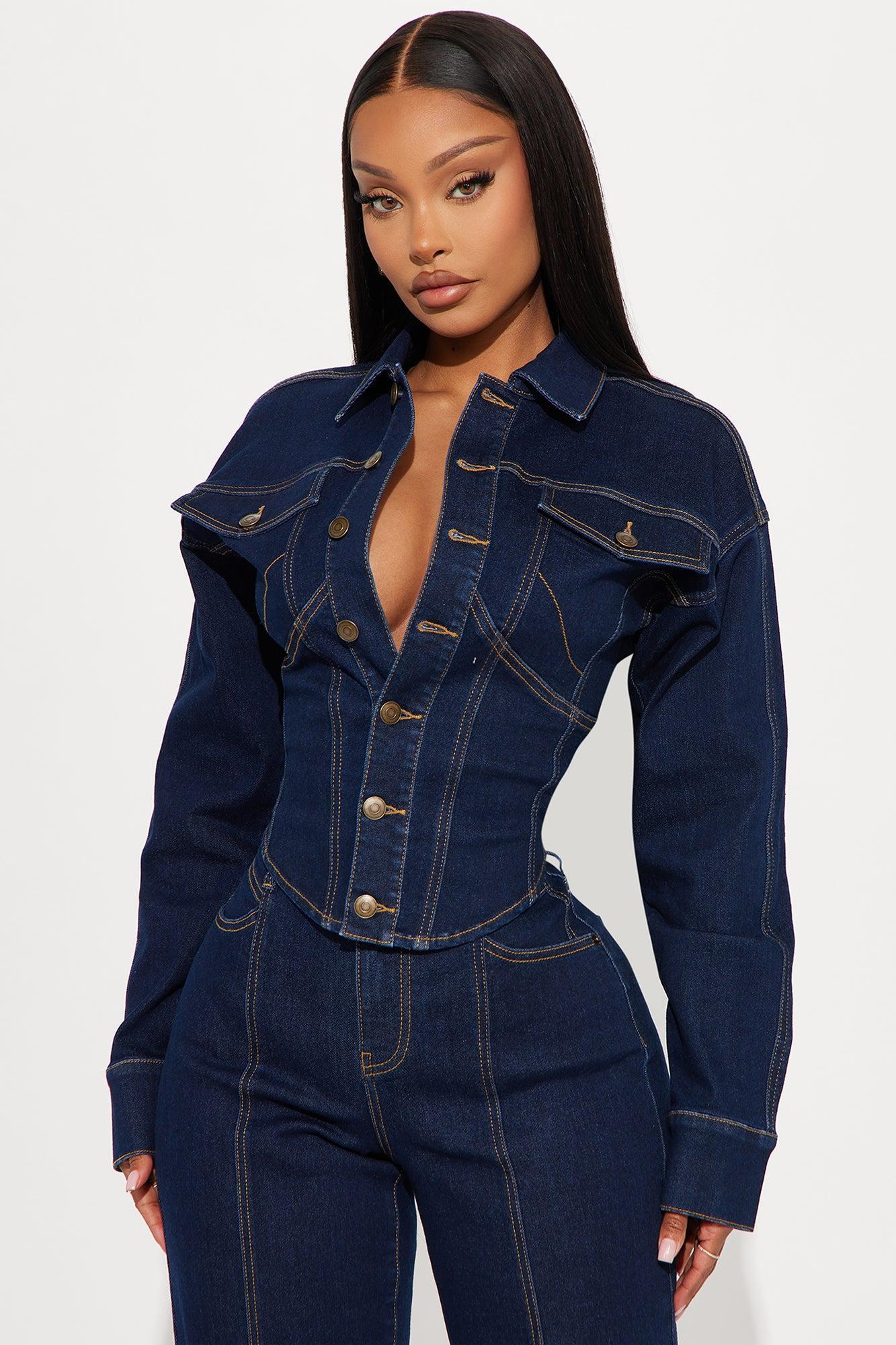 Nessa Denim Pant Set - Dark Wash Product Image