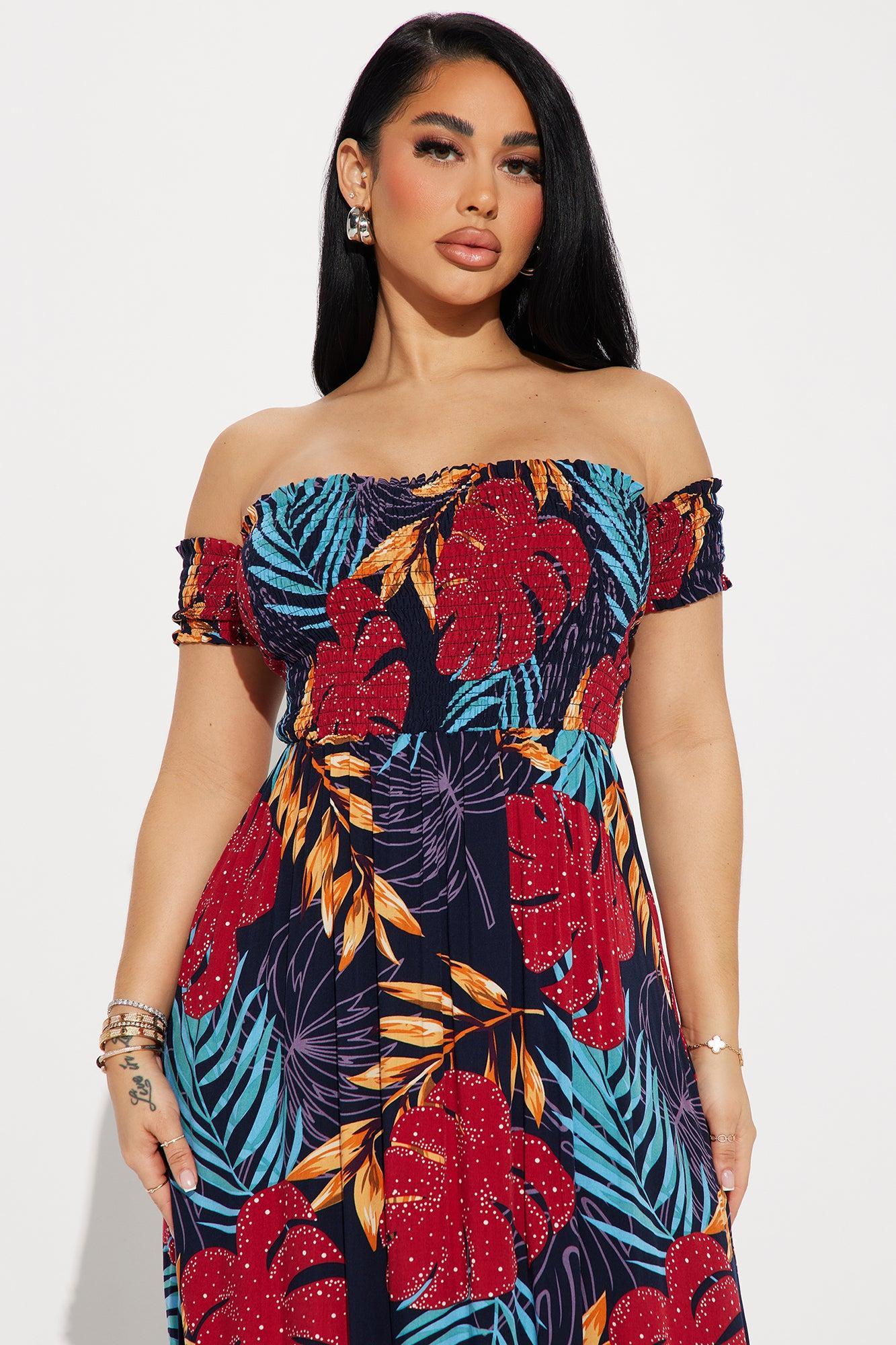 Maria Off Shoulder Maxi Dress - Multi Color Product Image