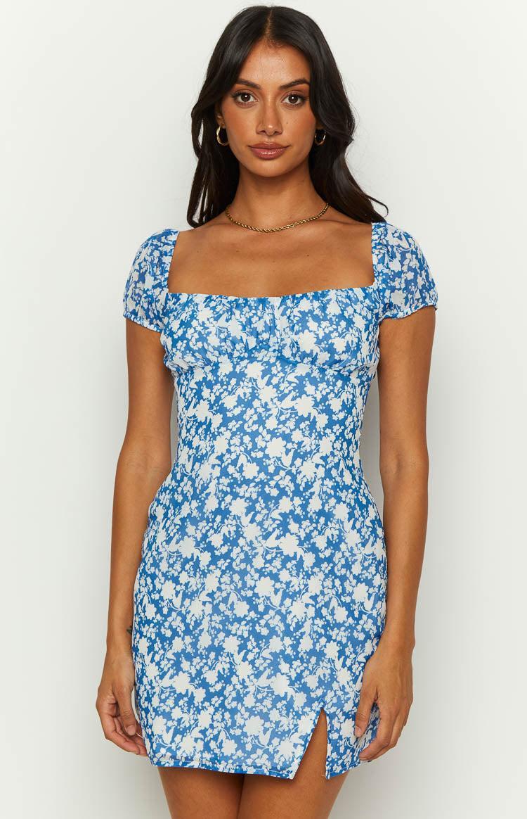 Love & Lust Blue Floral Mini Dress Product Image