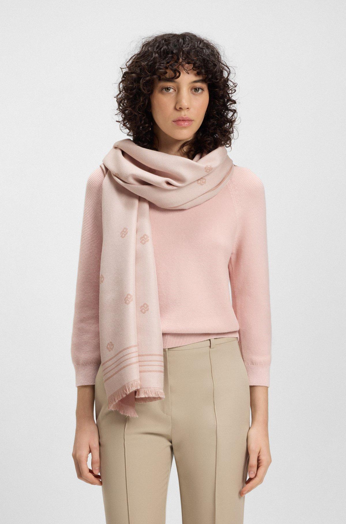 BOSS - Jacquard scarf with Double B monograms - Light Purple Product Image