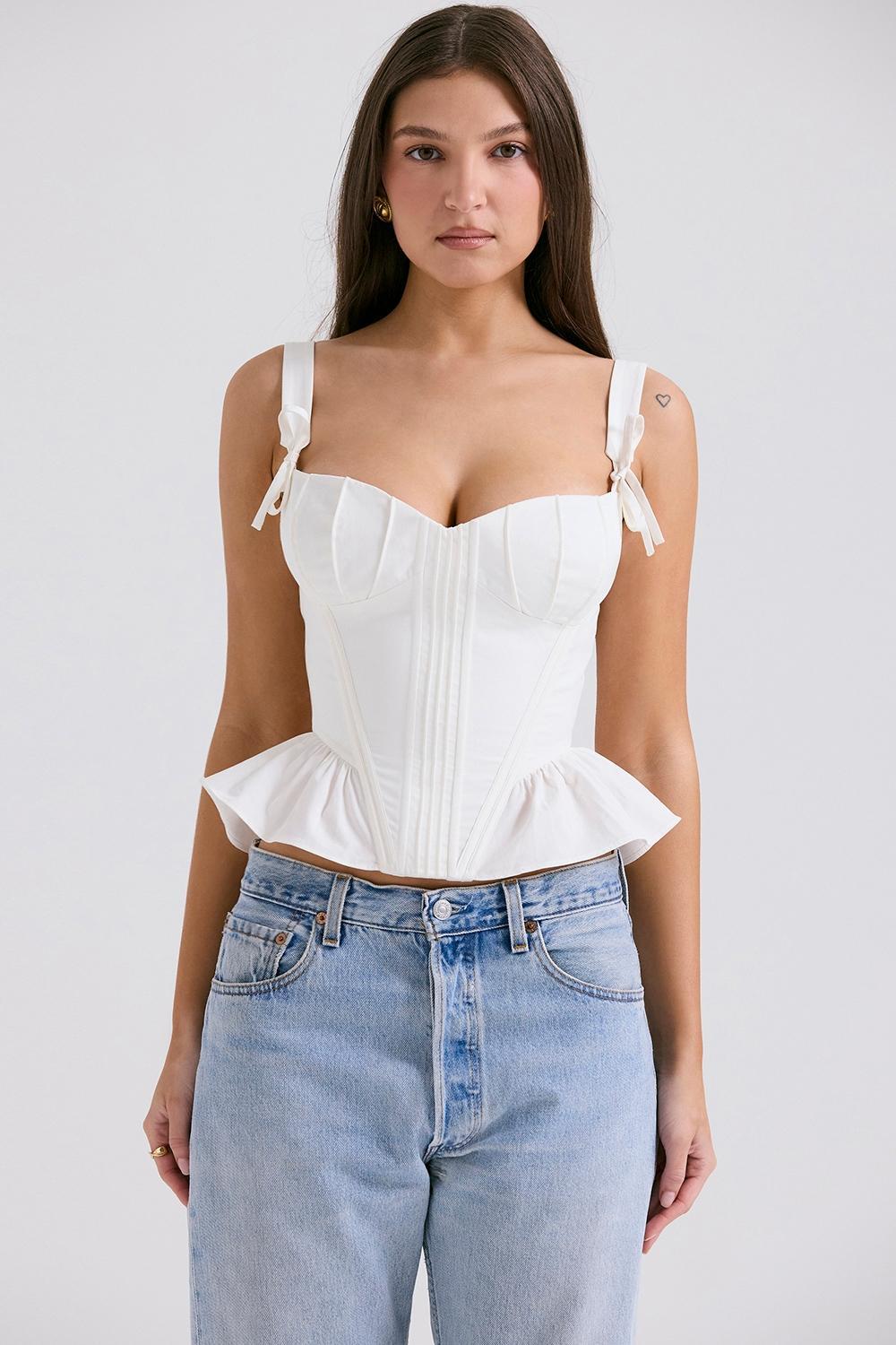 Gigou  white peplum cotton corset Product Image