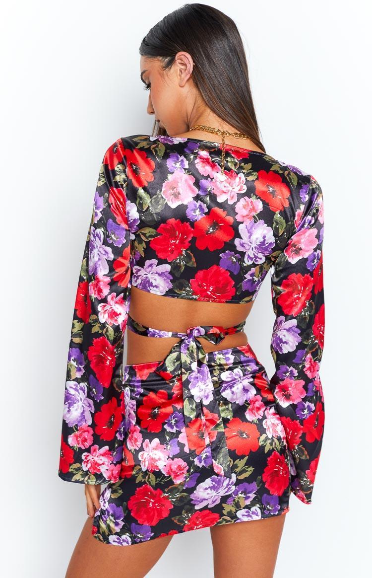 Clea Red Floral Mini Skirt Product Image
