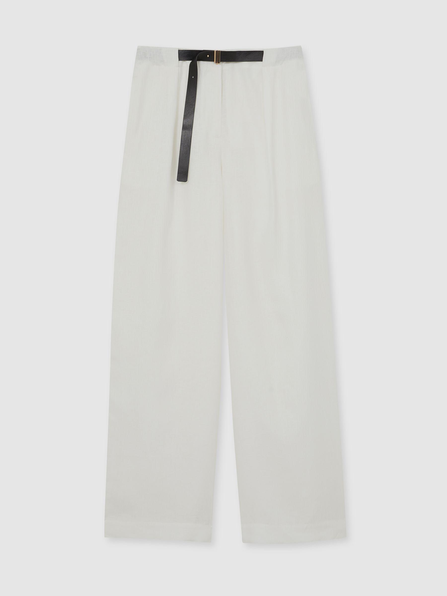 Linen Palm Print Halterneck Midi Dress in Neutral Product Image