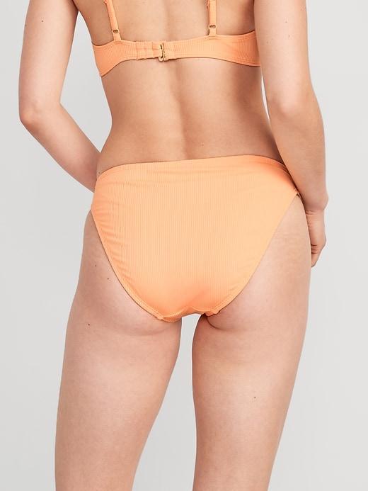 High-Waisted French-Cut Ribbed Bikini Swim Bottoms Product Image