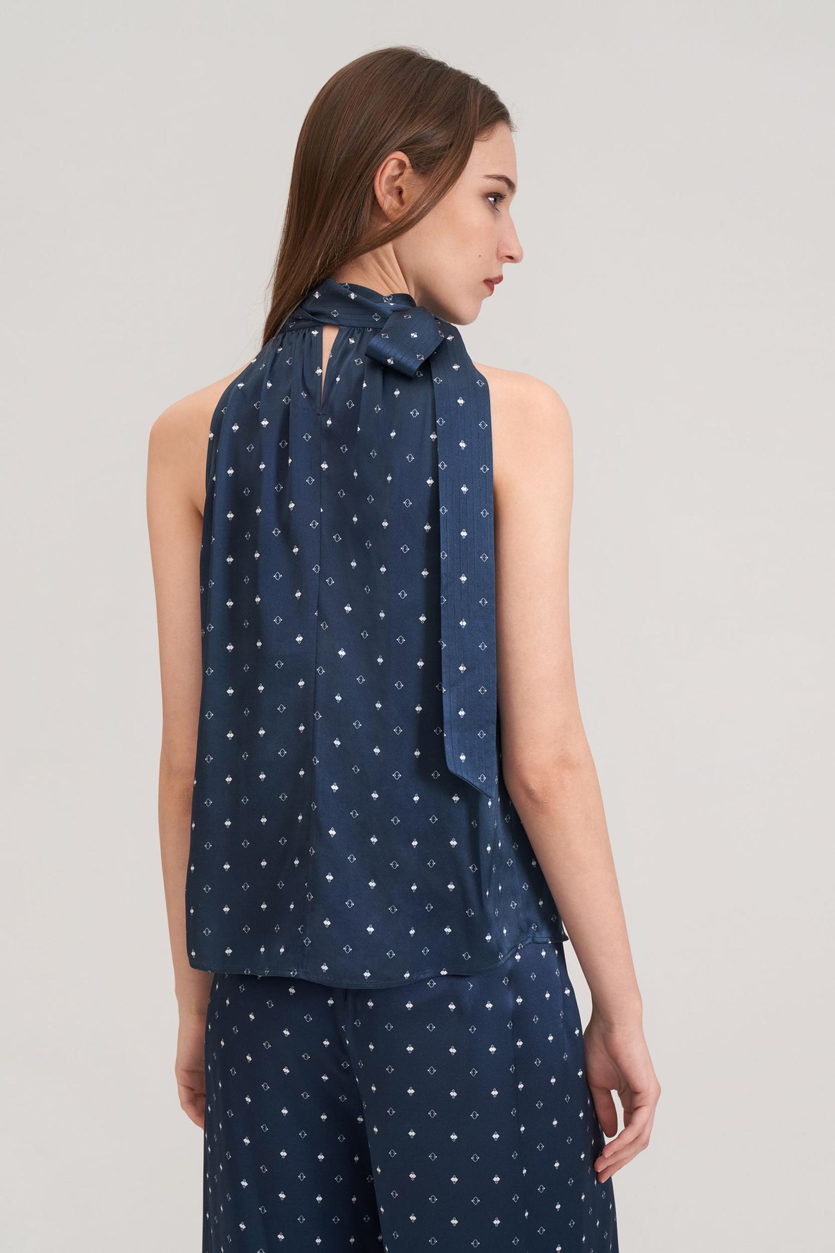 Halter Neck Silk Pine Shirt Product Image