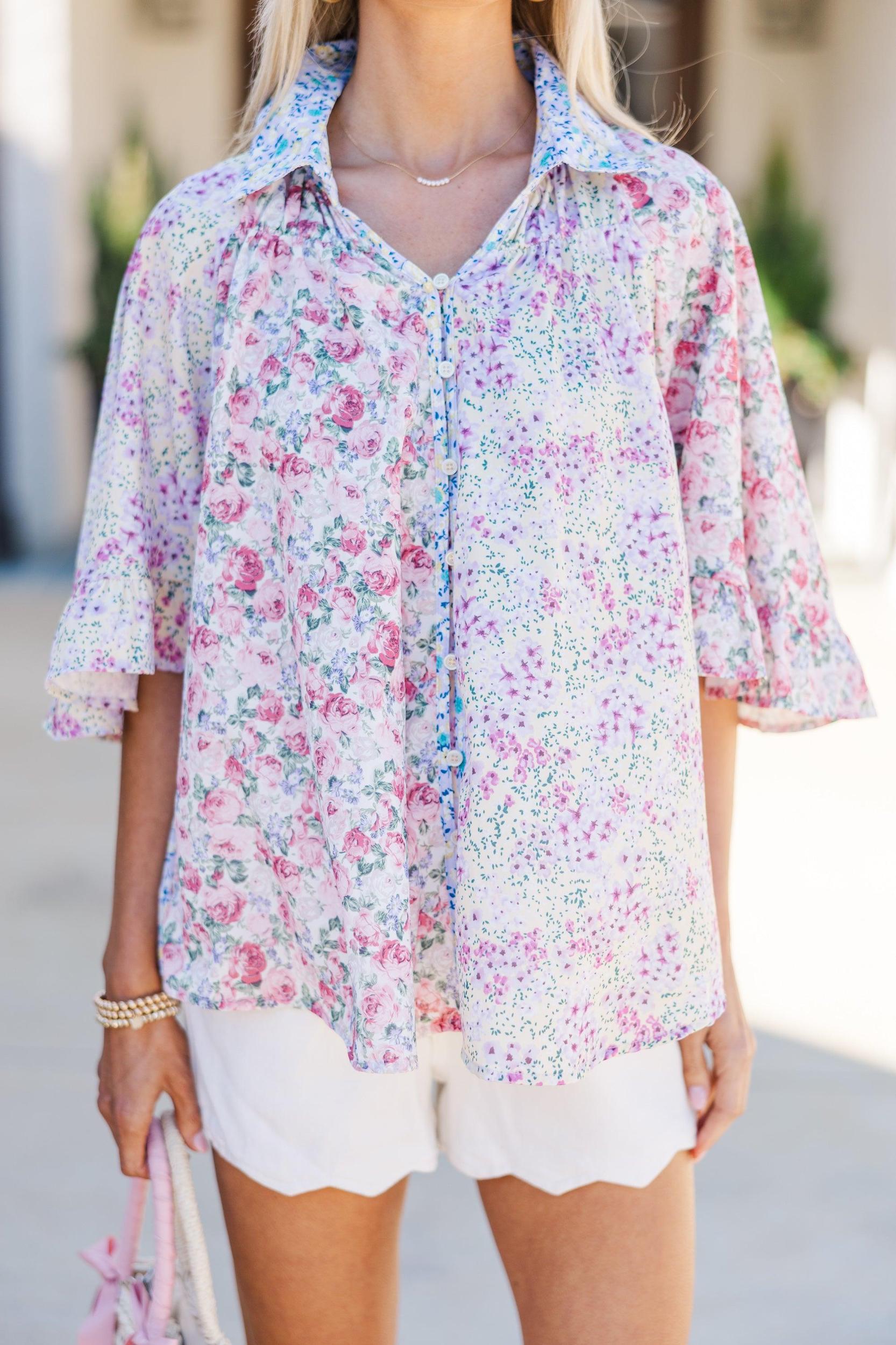 All That You Need Lavender Purple Ditsy Floral Tunic Female Product Image