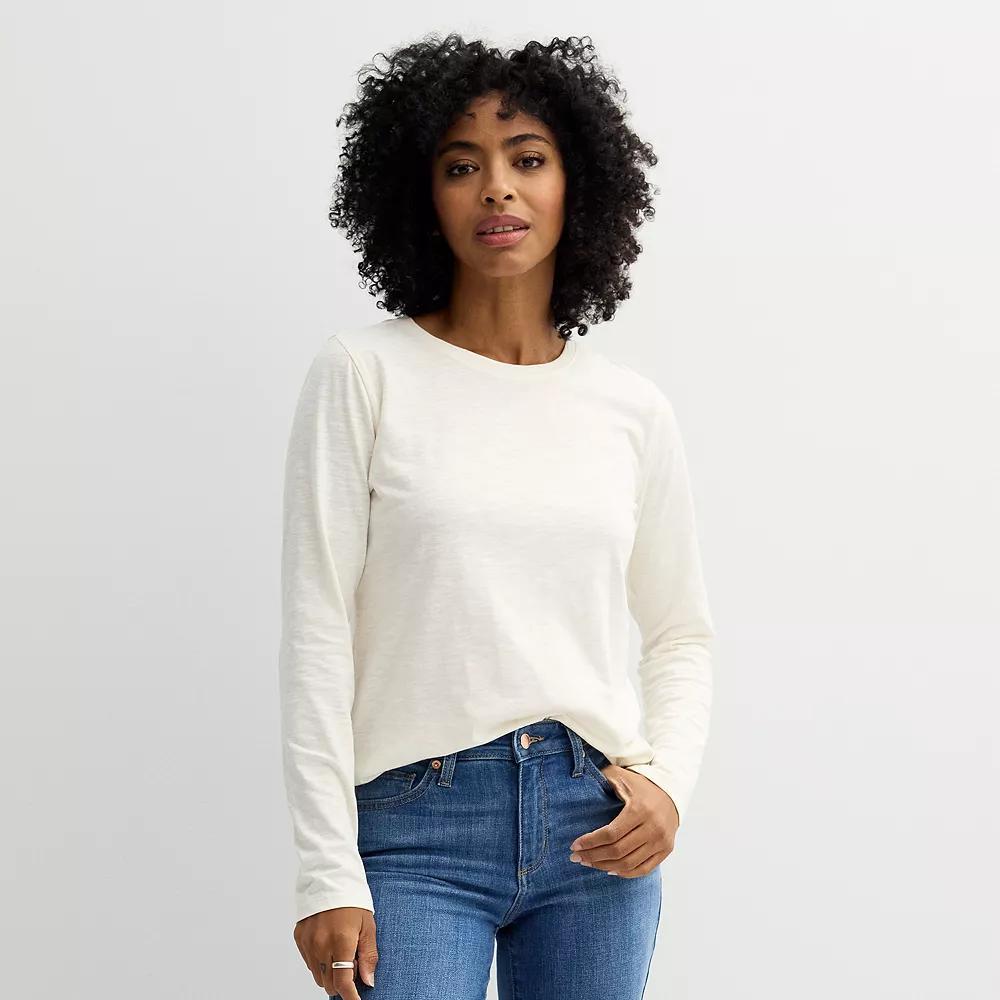 Women's Sonoma Goods For Life® Everyday Long Sleeve Crewneck Tee, Size: XS, Blue Beauty Product Image