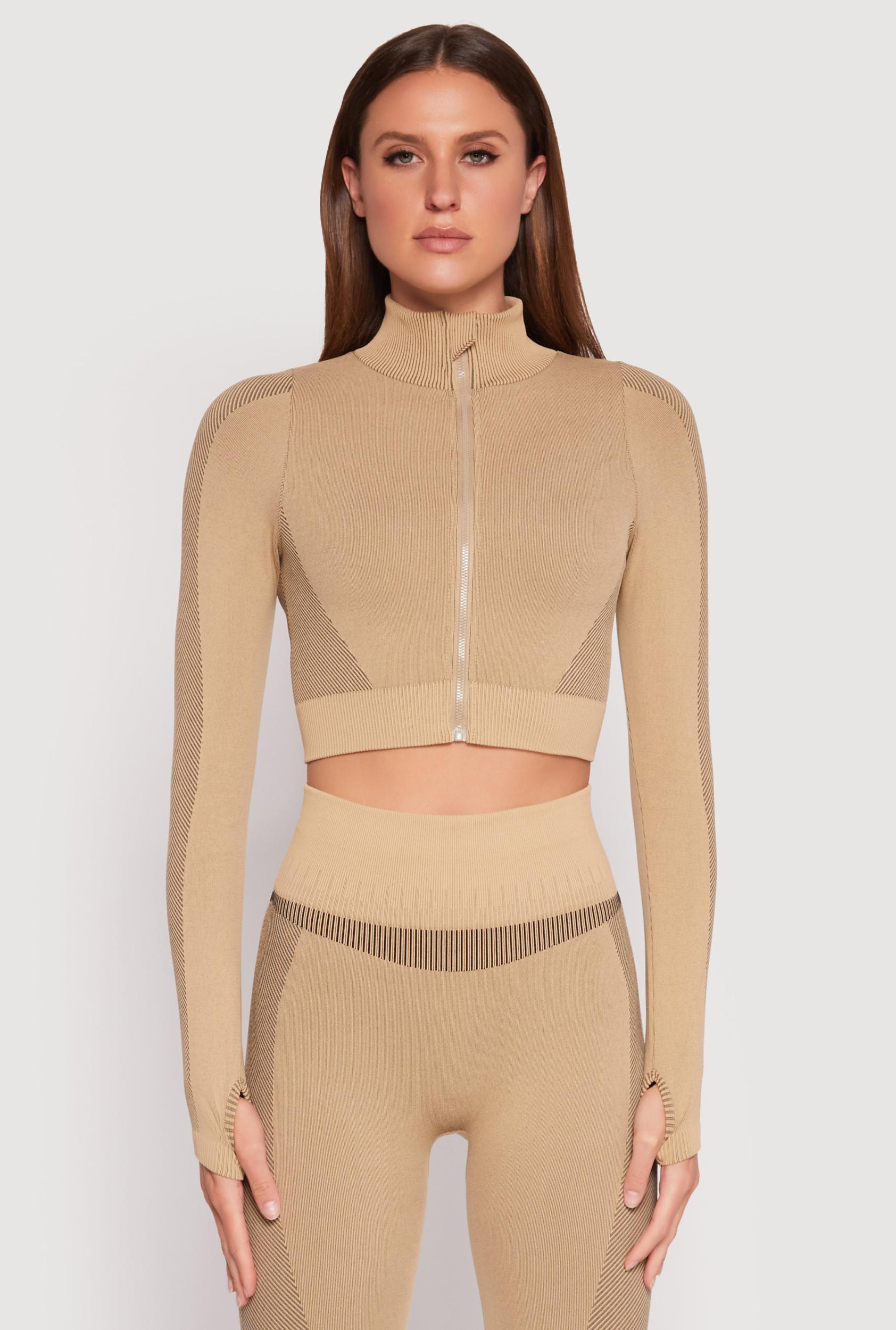 Womens Compression Rib Mock Neck Track Jacket Product Image
