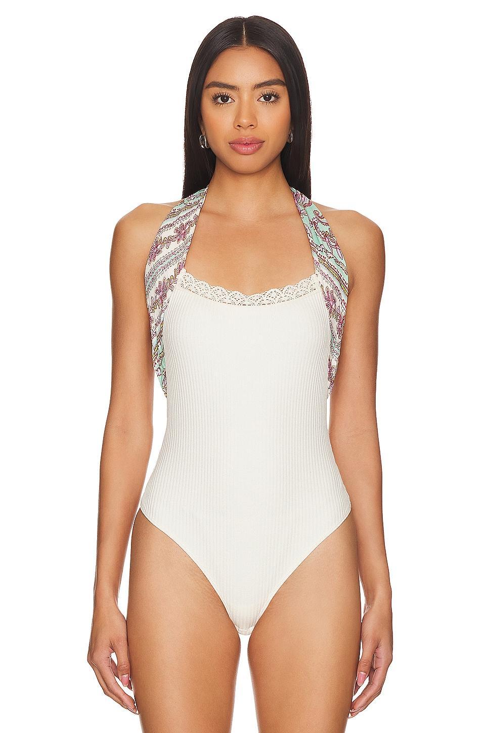x Intimately FP Eyes For U Halter Bodysuit In Ivory Combo Free People Product Image