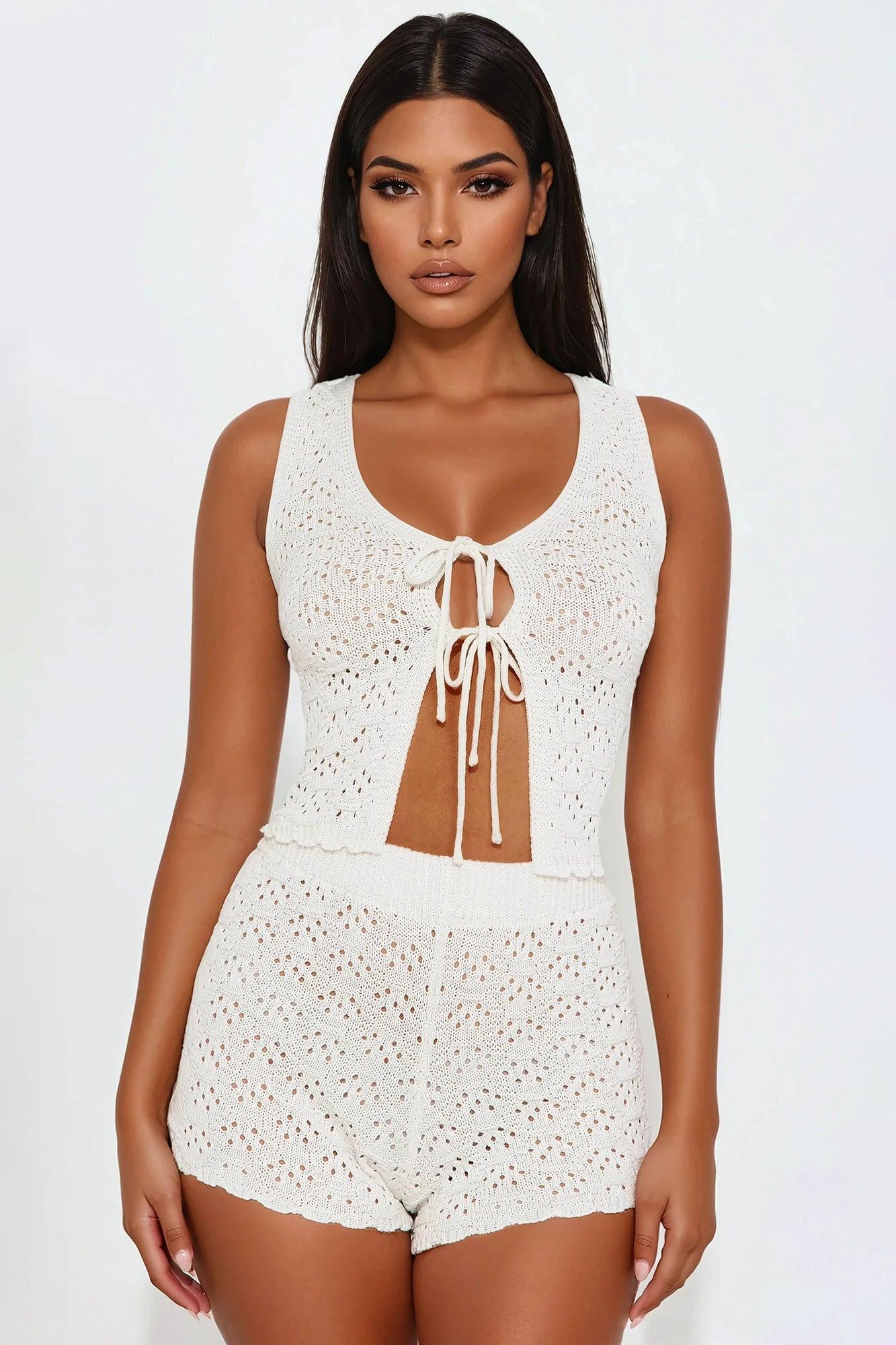 Abrina Crochet Short Set - Ivory Product Image