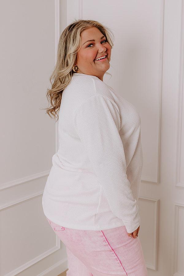 Casual Outing Ribbed Top In White Curves Product Image