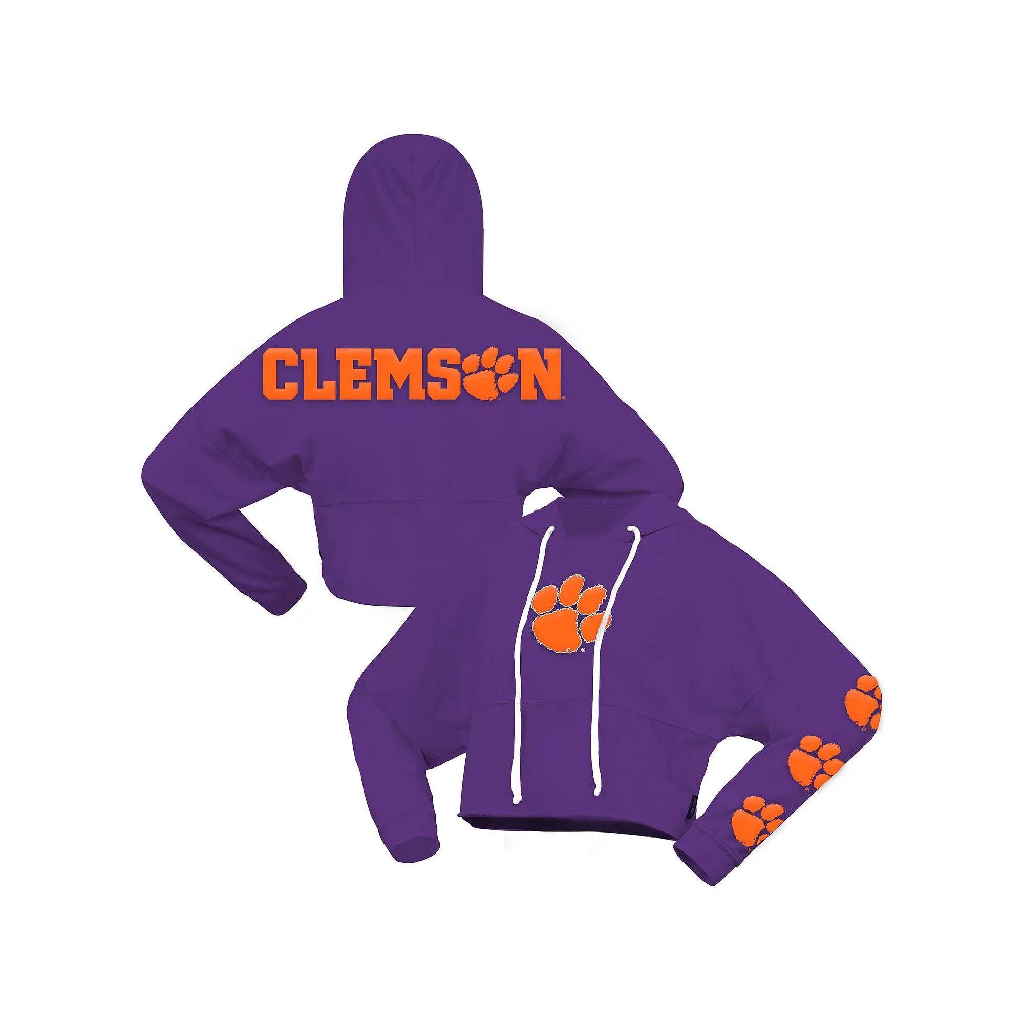 Women's Spirit Jersey Purple Clemson Tigers Oversized Cropped Pullover Hoodie, Size: XXL Product Image