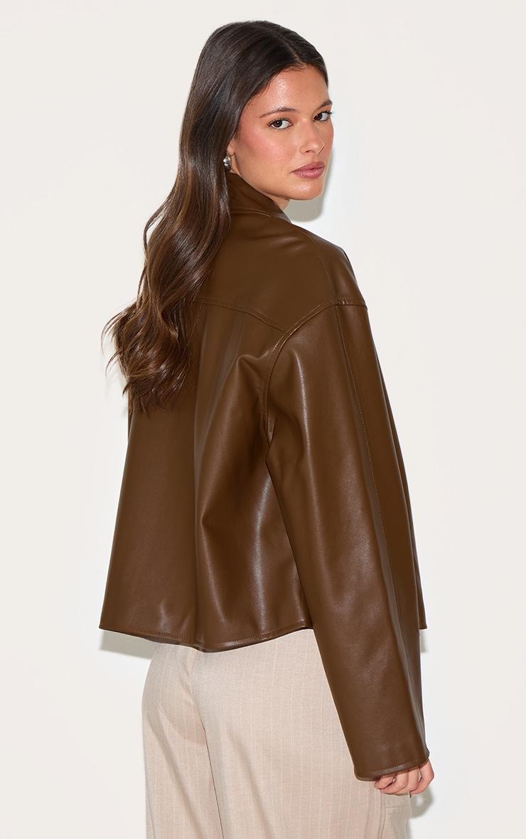 Brown Zip Through Pu Jacket Product Image