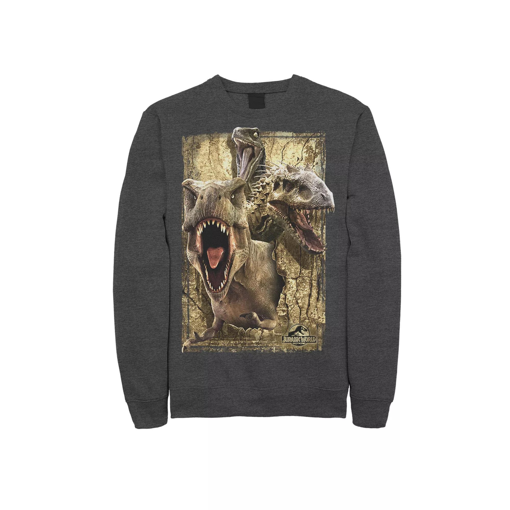 Men's Jurassic World T-Rex Indominus Rex & Raptor Fleece Pullover, Size: 3XL, Blue Product Image