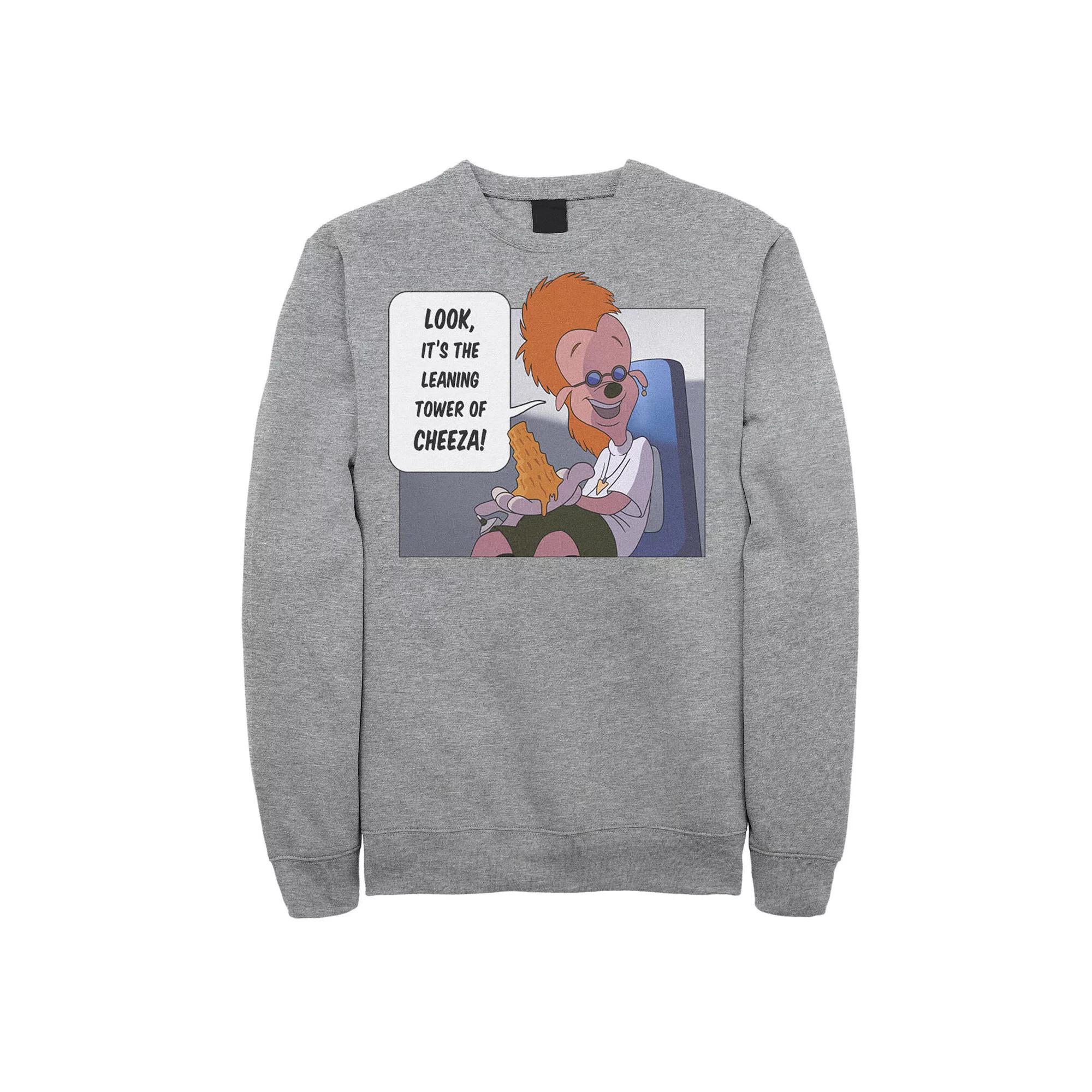 Disney's A Goofy Movie Men's Look It's The Leaning Tower Of Cheeza Sweatshirt, Size: XXL, Athletic Grey Product Image
