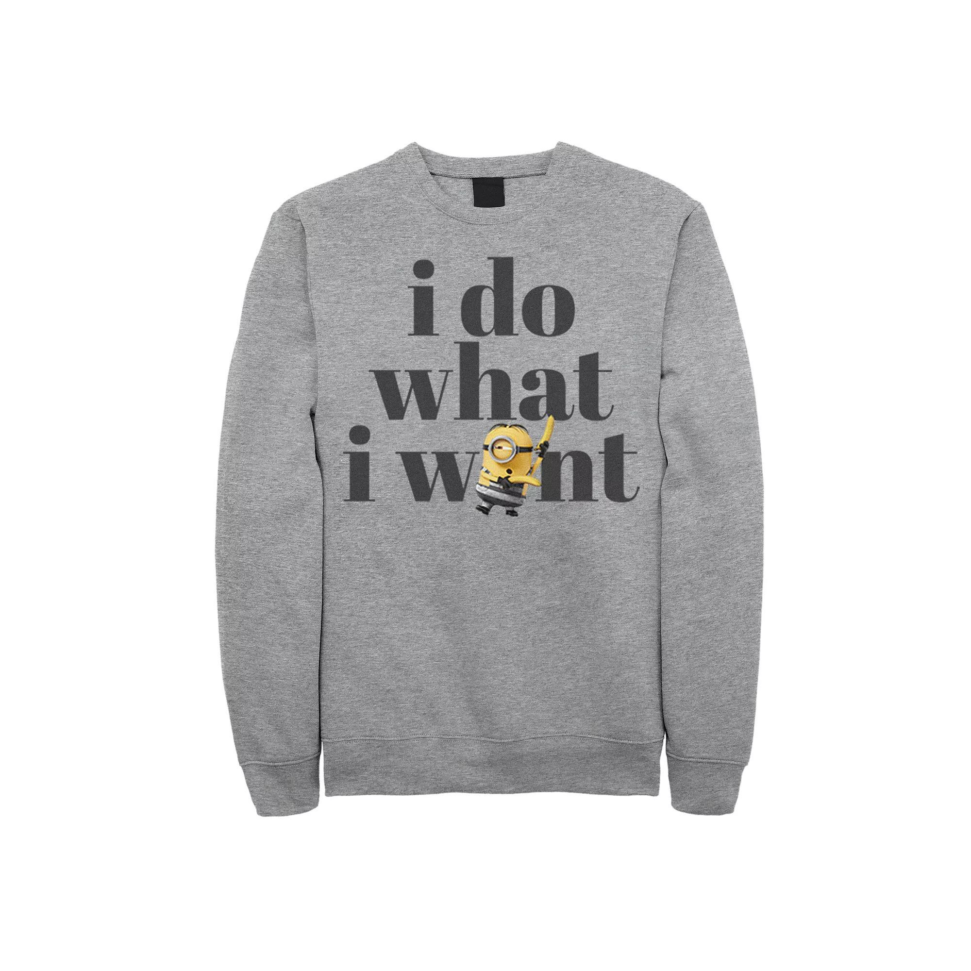 Men's Minions Do What I Want Sweatshirt, Size: Medium, Athletic Grey Product Image