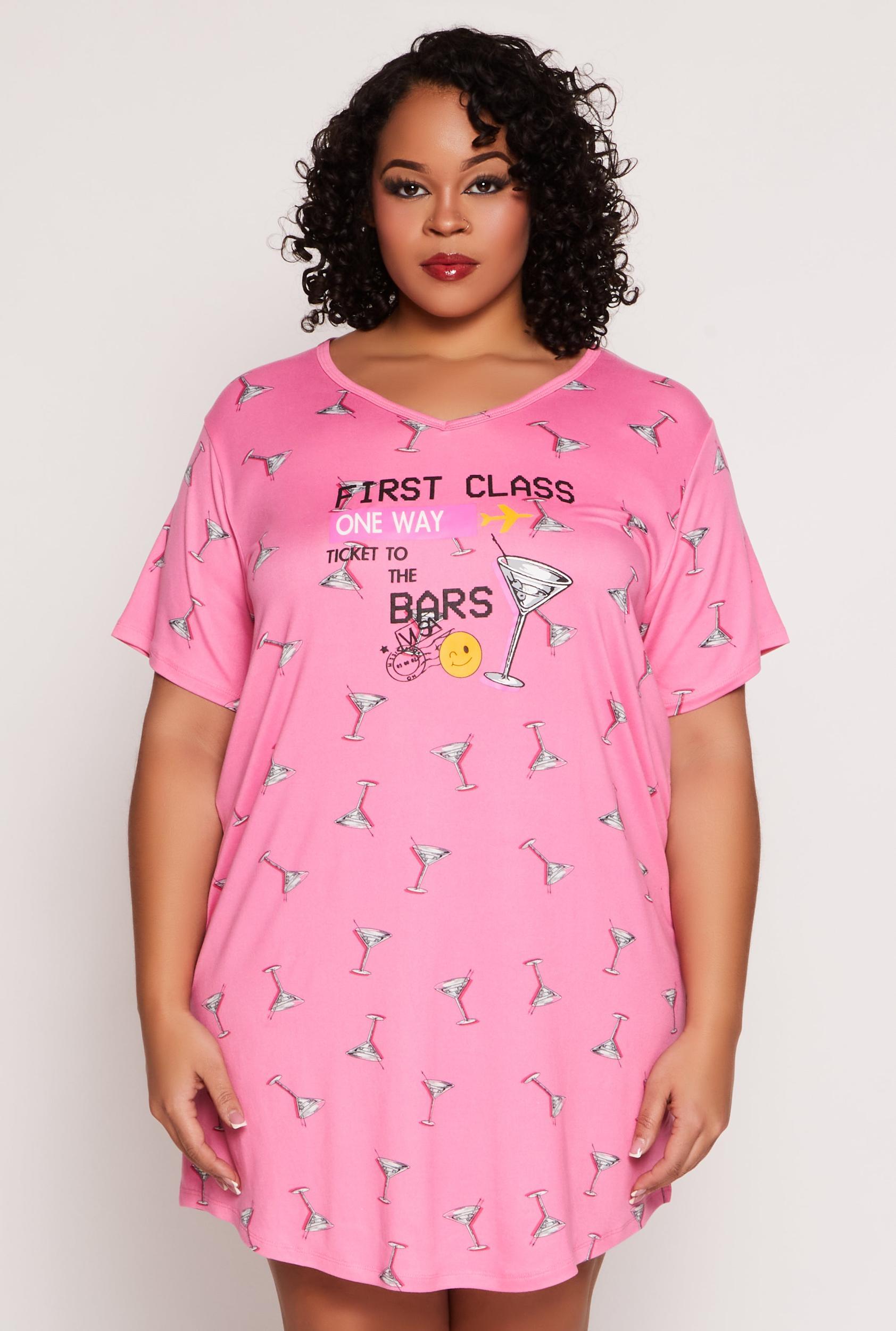 Womens Plus Size First Class Martini Graphic Sleepshirt Product Image