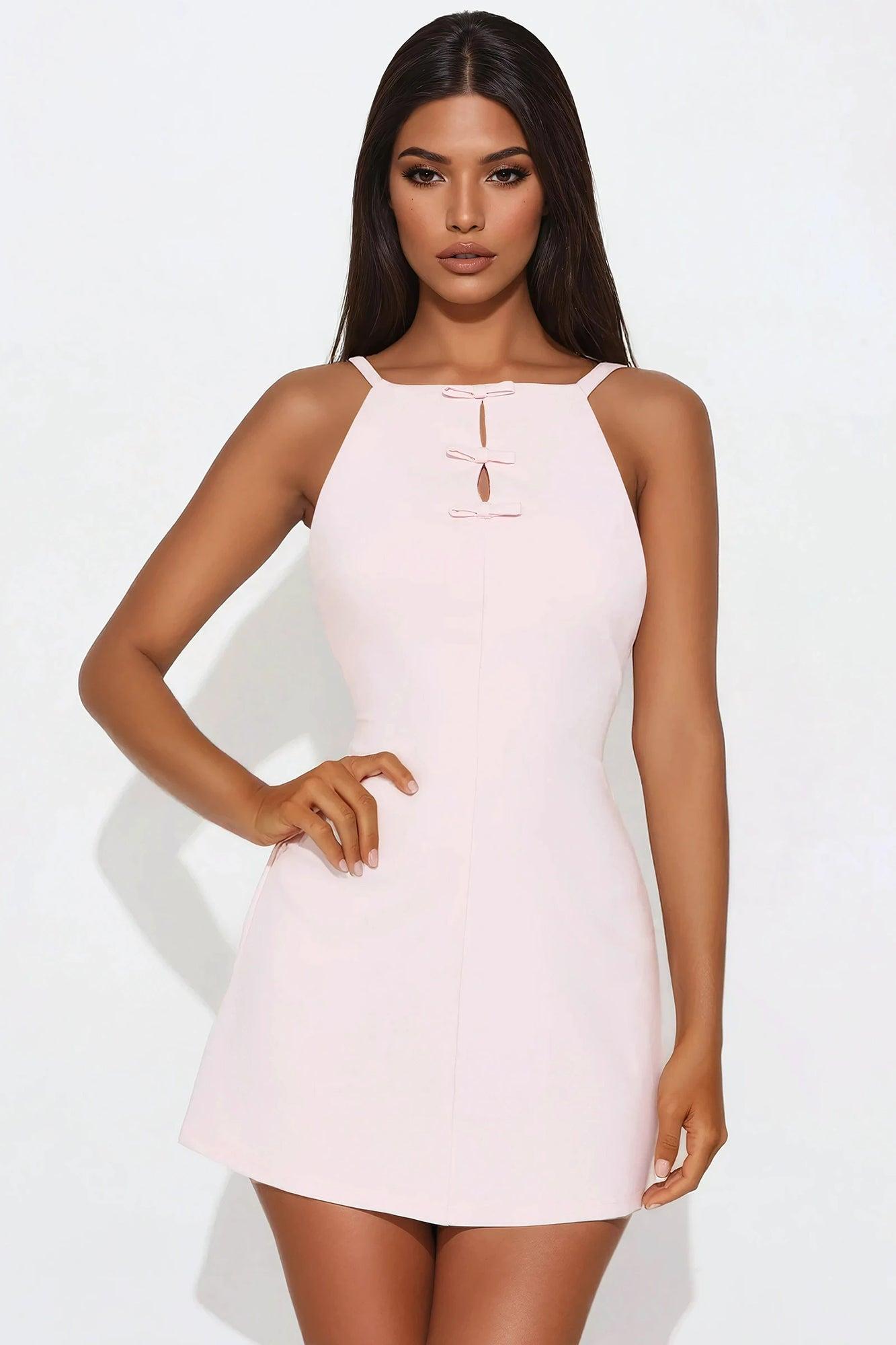 Beautiful Day Bow Mini Dress - Pink Product Image