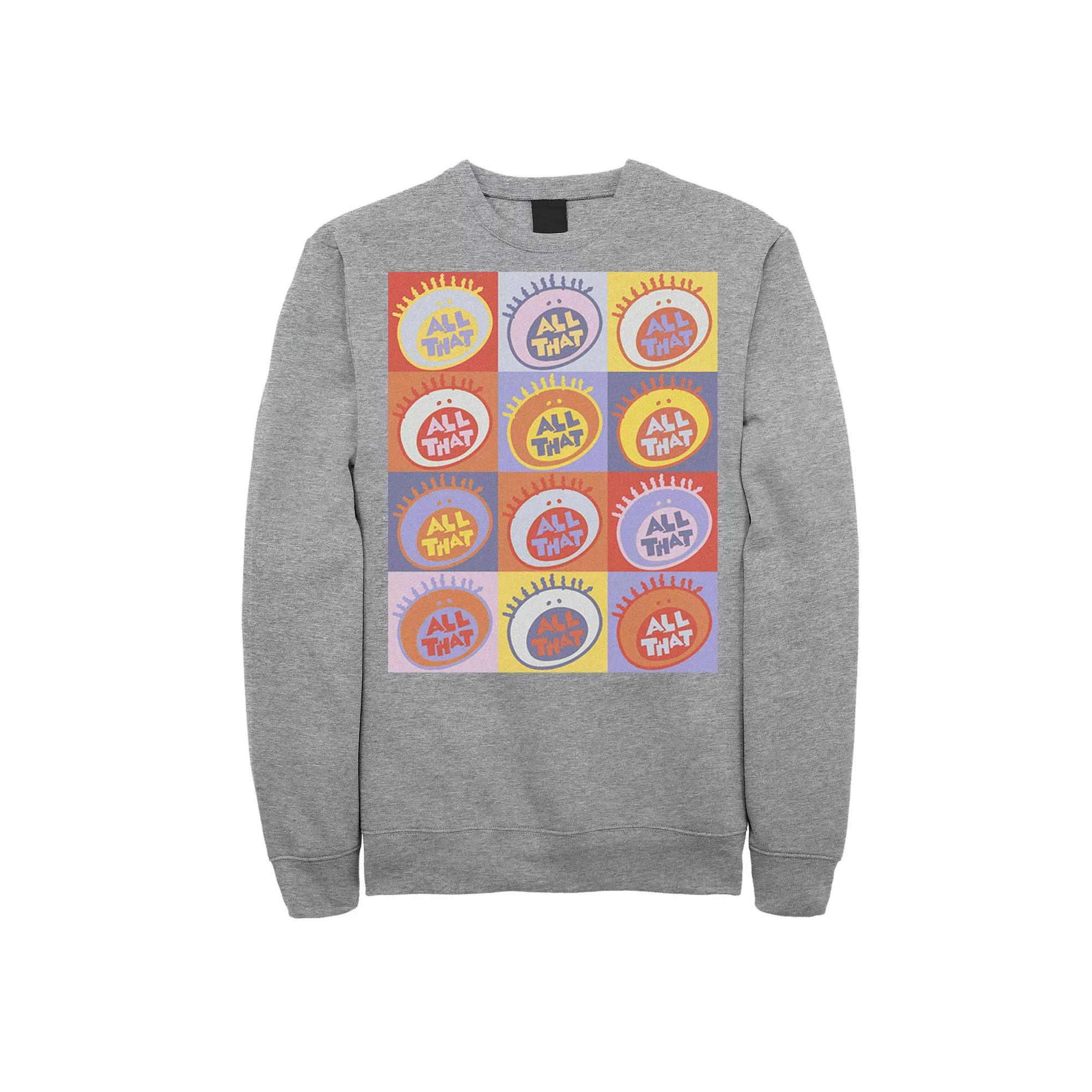 Men's Nickelodeon All That Classic Vintage Logo Panels Graphic Fleece Pullover, Size: 3XL, Athletic Grey Product Image