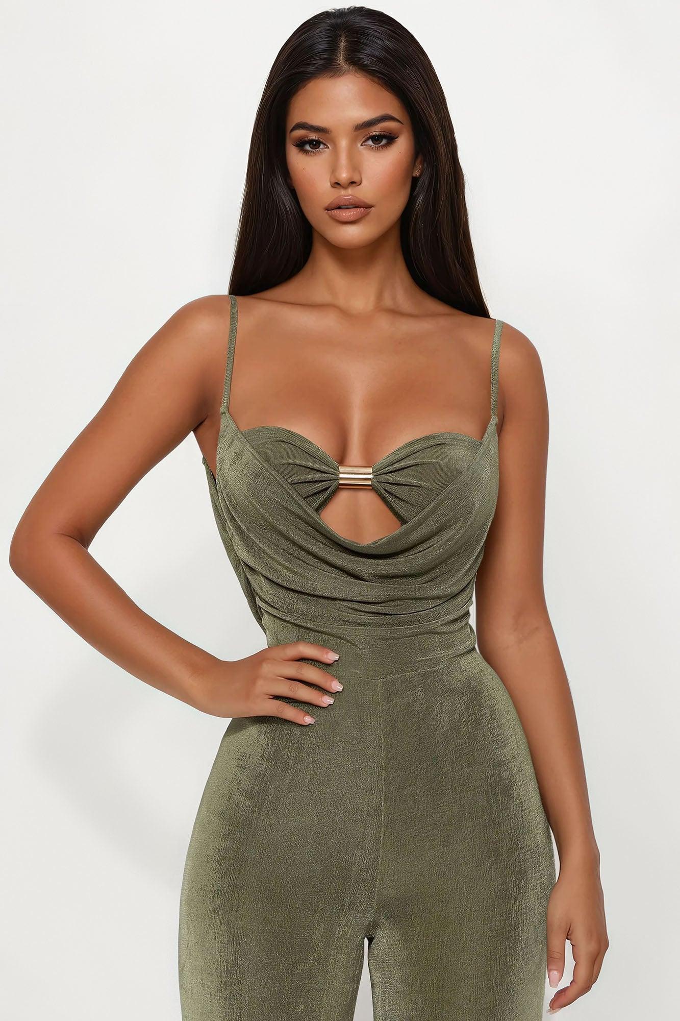 So Into You Slinky Jumpsuit - Olive Product Image