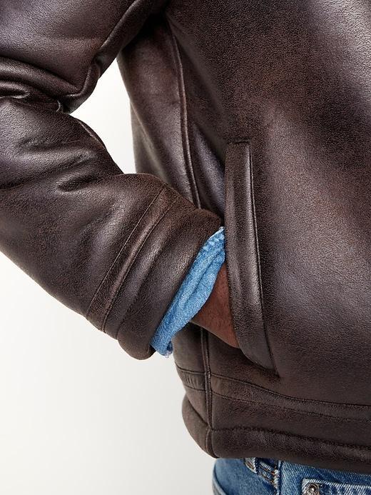 Faux-Leather Aviator Jacket Product Image