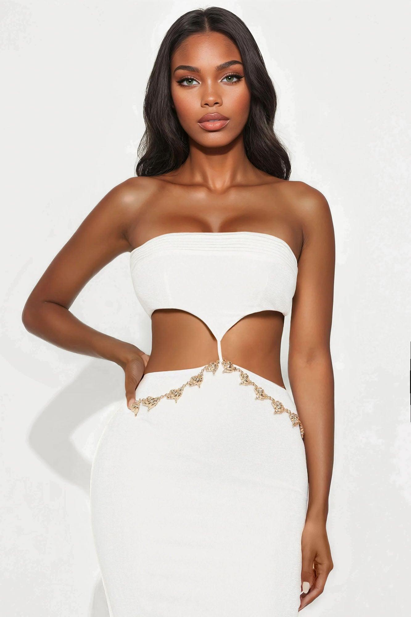 Leilani Cut Out Maxi Dress - White Product Image