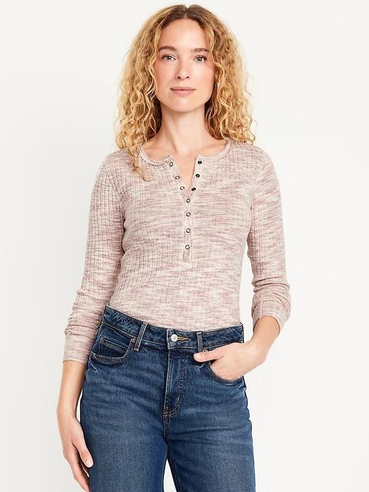 Ribbed Henley Top Product Image